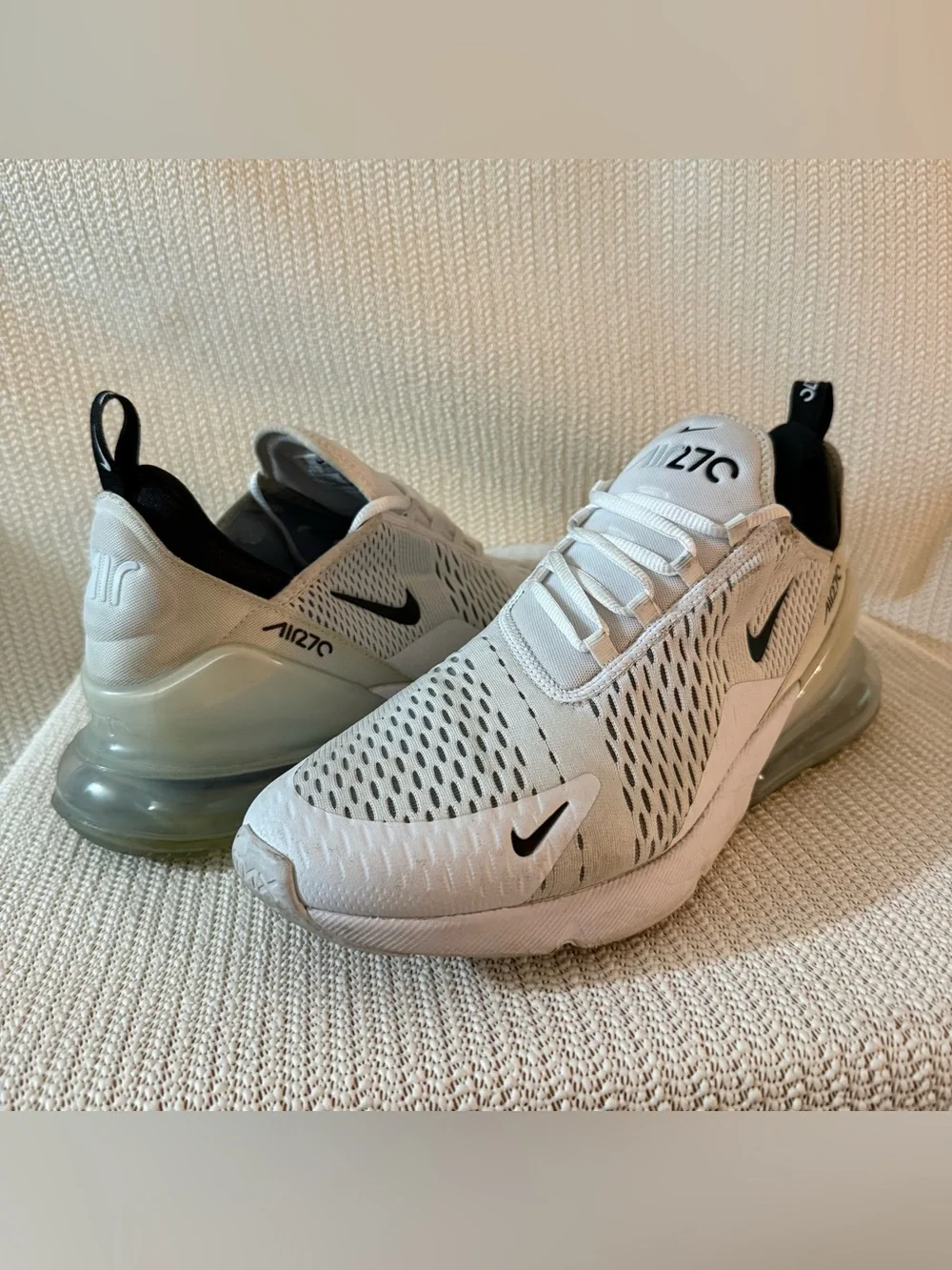 Nike Air Max 270 Men's Athletic Sneakers - White/Black Size 13 - Picture 1 of 7
